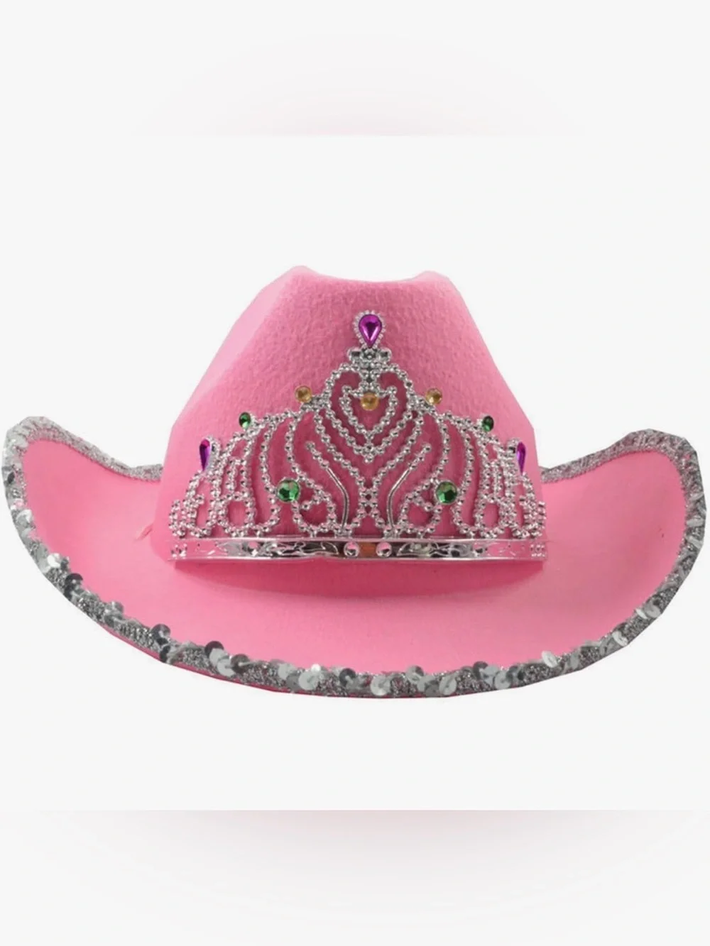 Pink with silver trim Cowgirl Hat #2, 9.84 x 14.96 x 5.15, Cowboy Hat Fedora Cow